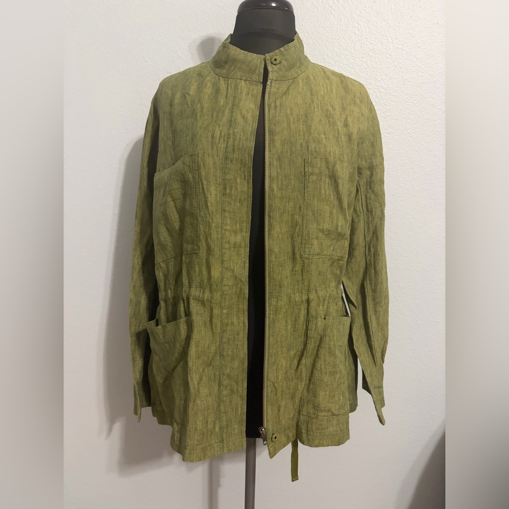Light Olive Green Linen Blazer Jacket-Eileen Fisher-NWOT